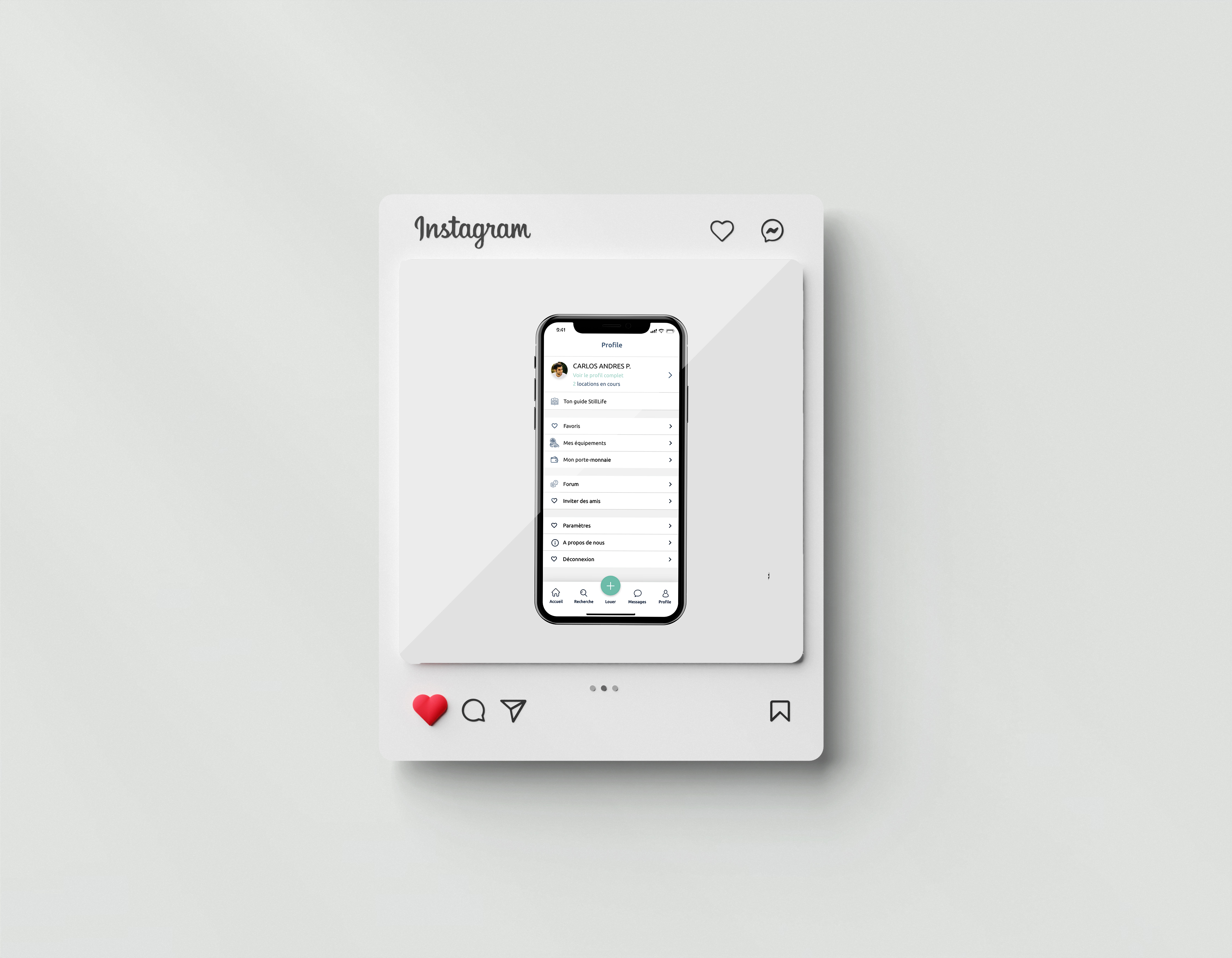 Mockup events2, Still Life, application de location en design UX/UI par Florent Andarelli
